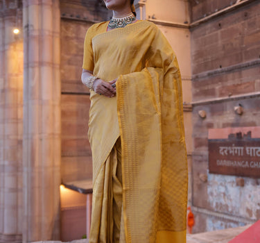 'Jyamiti' Banarasi pure katan with jaal saree